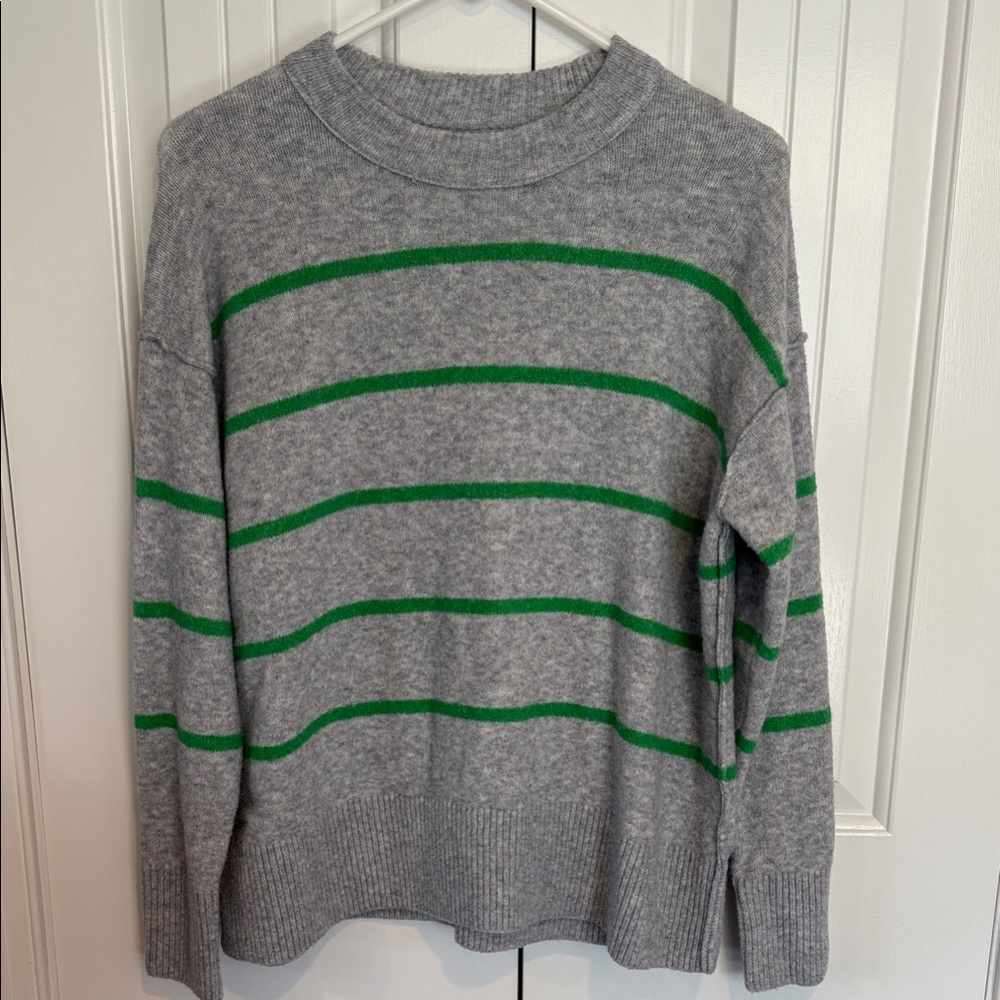 Gray and Green Striped Women’s  Sweater